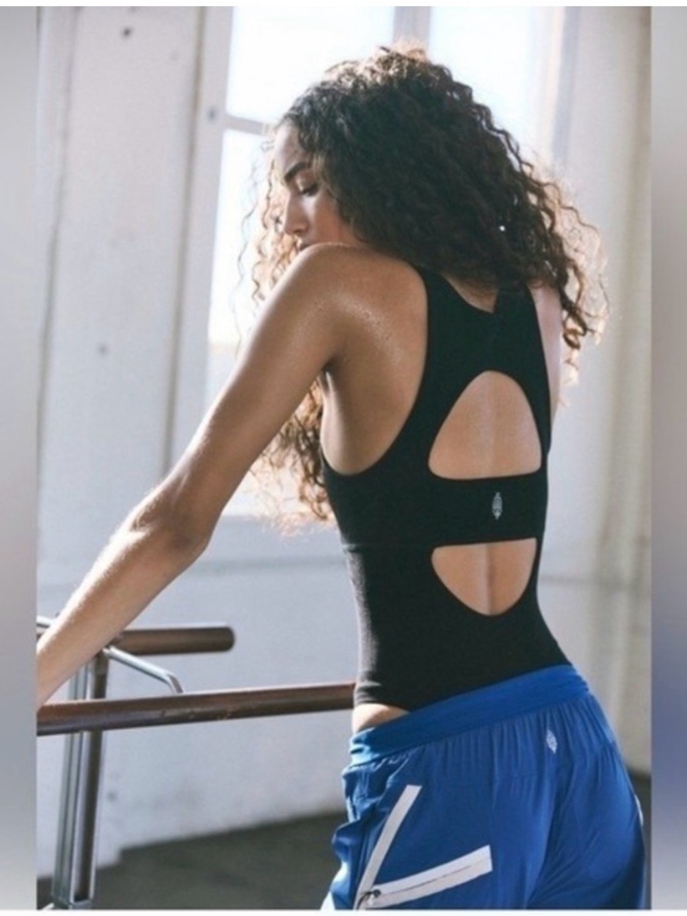Free people movement Unwind Black Ribbed Bodysuit Size XS/S NWT